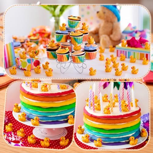 Anime Theme Mini Resin Ducks Tiny Duck Figurines Bulk Small Duckies Yellow and Red Stars Resin Animals Figures Garden Landscape Cartoon Decor for Home Office Car Decor Gift DIY Crafts