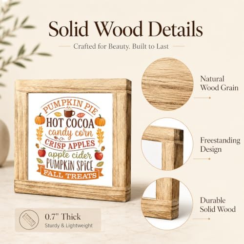 Fall Wood Sign, Pumpkin Pie Hot Cocoa and Apple Cider Tabletop Decor