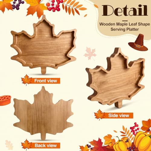 Sliner Maple Leaf Charcuterie Board Wooden Fall Serving Platter Tray Dish