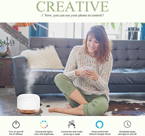 ASAKUKI Smart Wi-Fi Essential Oil Diffuser, 500ml App Control Humidifier