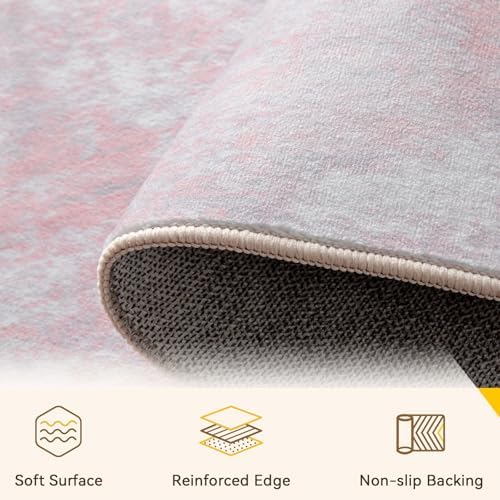 RELEANY Washable 5'x7' Abstract Area Rug for Living Room Gray Pink