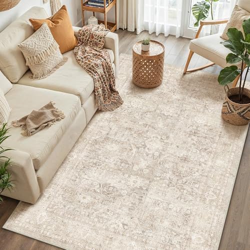4x6 Beige Neutral Living Room Bedroom Area Rug