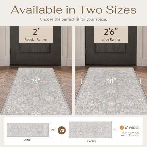 2'6x10 Blue Cream Neutral Runner Rug
