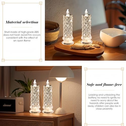 SupBri 4PCS Rose Halo LED Flameless Candles, Battery Operated Crystal Light