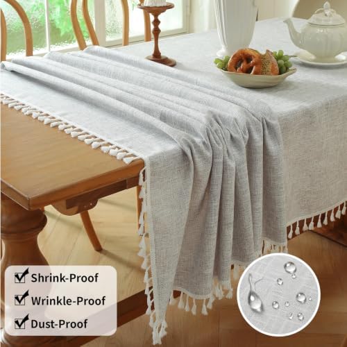Deep Dream Tablecloths, Waterproof Table Cloth, Linens Wrinkle Free Anti-Fading, Rustic Table Cover Decoration for Kitchen Dinning Party (Rectangle/Oblong,55''x120'',10-12 Seats, Solid Grey)