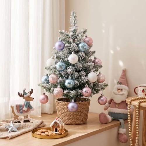 DecorbyHannah 49ct Pink Blue Mini Christmas Ornaments Set Tree Decoration