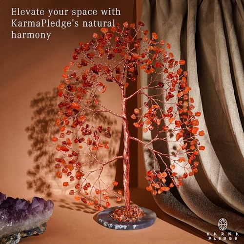 Crystal Tree of Life Birthday Gifts for Women, Men, Frineds, Handmade Carnelian Chakra Tree for Home, Room, Office