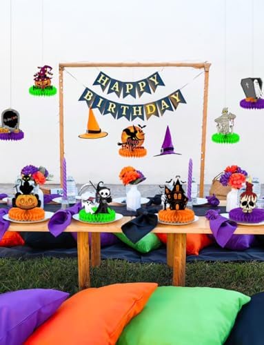 Halloween Table Decorations, 9 Pcs Honeycomb Centerpieces