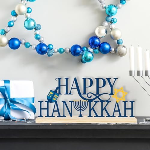 Metal Happy Hanukkah Sign Decorations for Home Party Shelf Mantel