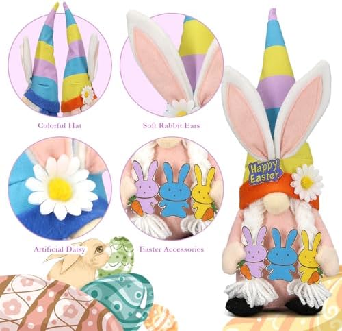Lovinland Easter Decorations for Home - Spring Bunny Gnomes Decor