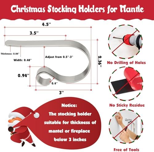 Christmas Stocking Holder, 4 Pack Stocking Holders For Mantle Fireplace