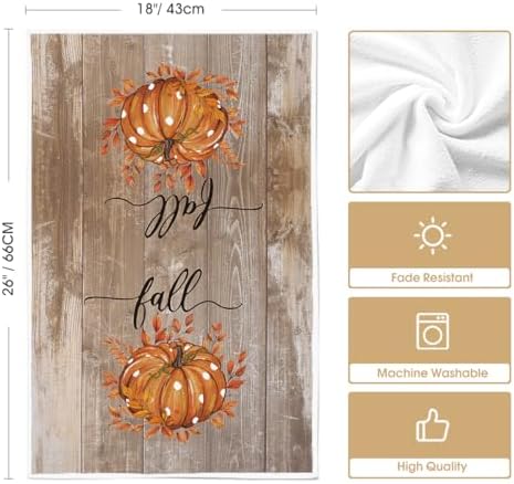 Artoid Mode Wood Orange Pumpkin Fall Kitchen Towels Set of 4 18x26 Inch