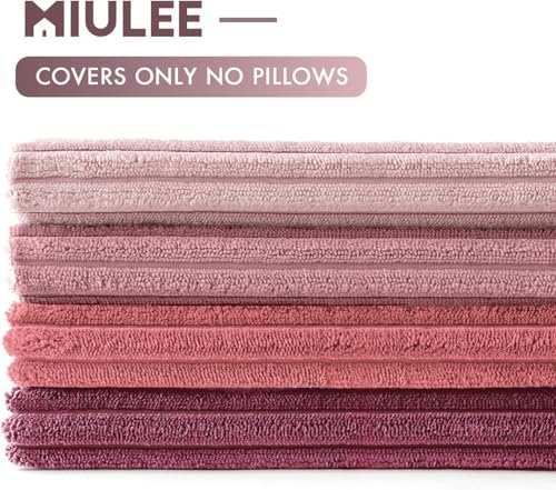 MIULEE Soft Corduroy Decorative Throw Pillow Covers Purple Pink 20x20