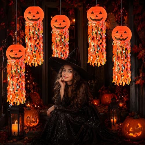 Pumpkin Paper Lanterns, 6 pcs Halloween Party Decorations - Halloween Paper Lanterns - for Outdoor Indoor Halloween Decorations ，Halloween Party Supplies Props
