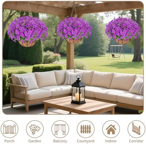 Artificial Hanging Flower for Outdoors(Purple)