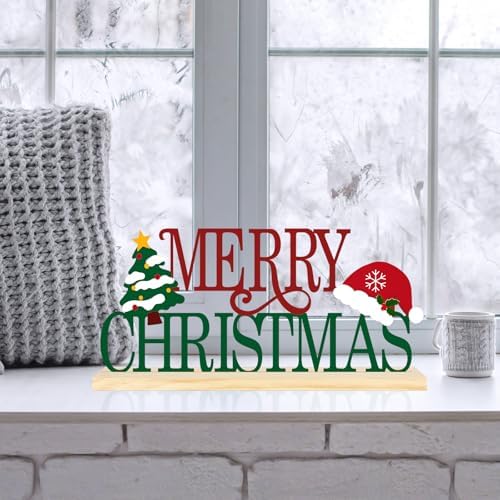 Metal Metal Merry Sign Decorations for Home Party Shelf Mantel