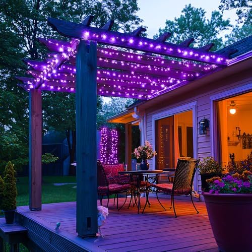 JMEXSUSS 400 LED Purple Halloween Lights Outdoor, Purple String Lights