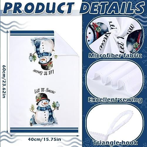 Bencailor 6 Pcs Christmas Kitchen Towel, Blue and White, Snowman