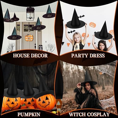 Black Halloween Witch Hat Floating Witch Hats Hanging Wizard Hat for Halloween Party Decorations