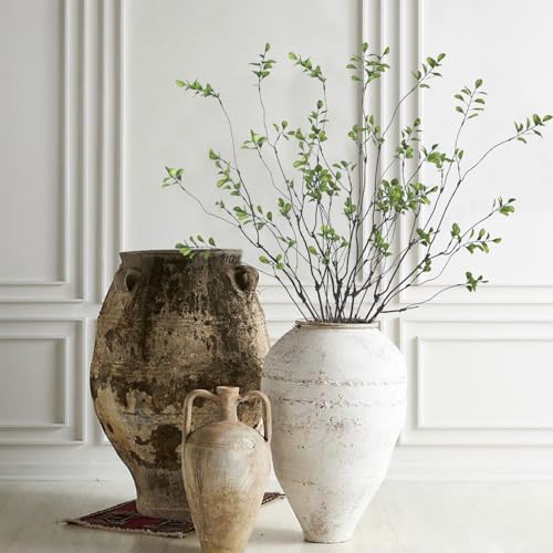 Artificial Greenery Stems Plants 35.4" Faux Branches for Vase Filler Fake Ficus / Green / Set of 4