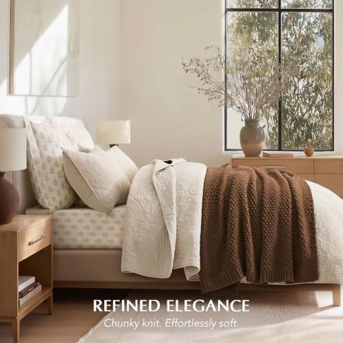 EVERGRACEHOME Chunky Chenille Knit Throw Blanket, 60 x 80, Burnt Orange
