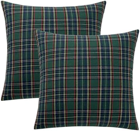 MIULEE Christmas Plaid Pillow Covers Scottish Tartan 24x24 Green
