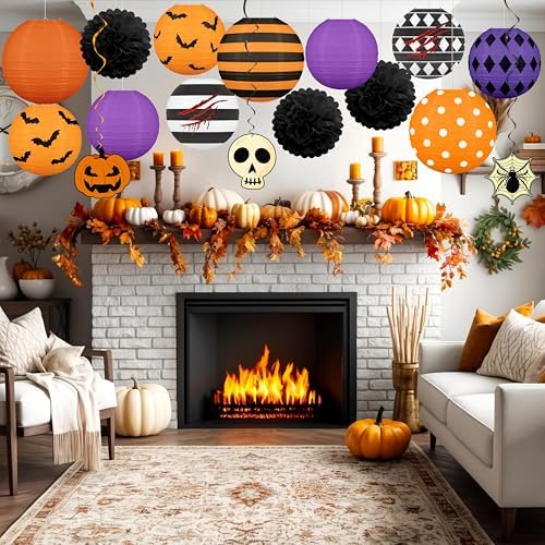 16Pcs Halloween Party Decorations Paper Lanterns Set