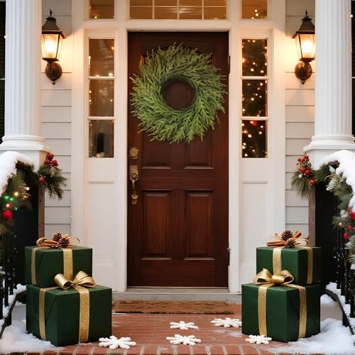 26" Artificial Norfolk Pine Wreath, Christmas Greenery for Front Door Decor