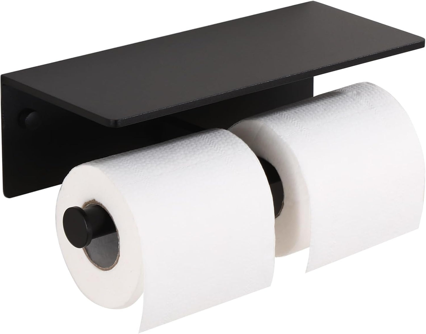 Toilet Paper Holder - Double Rolls Toilet Tissue Holder with Phone Shelf for Bathroom - TP Roll Holder with Wipes