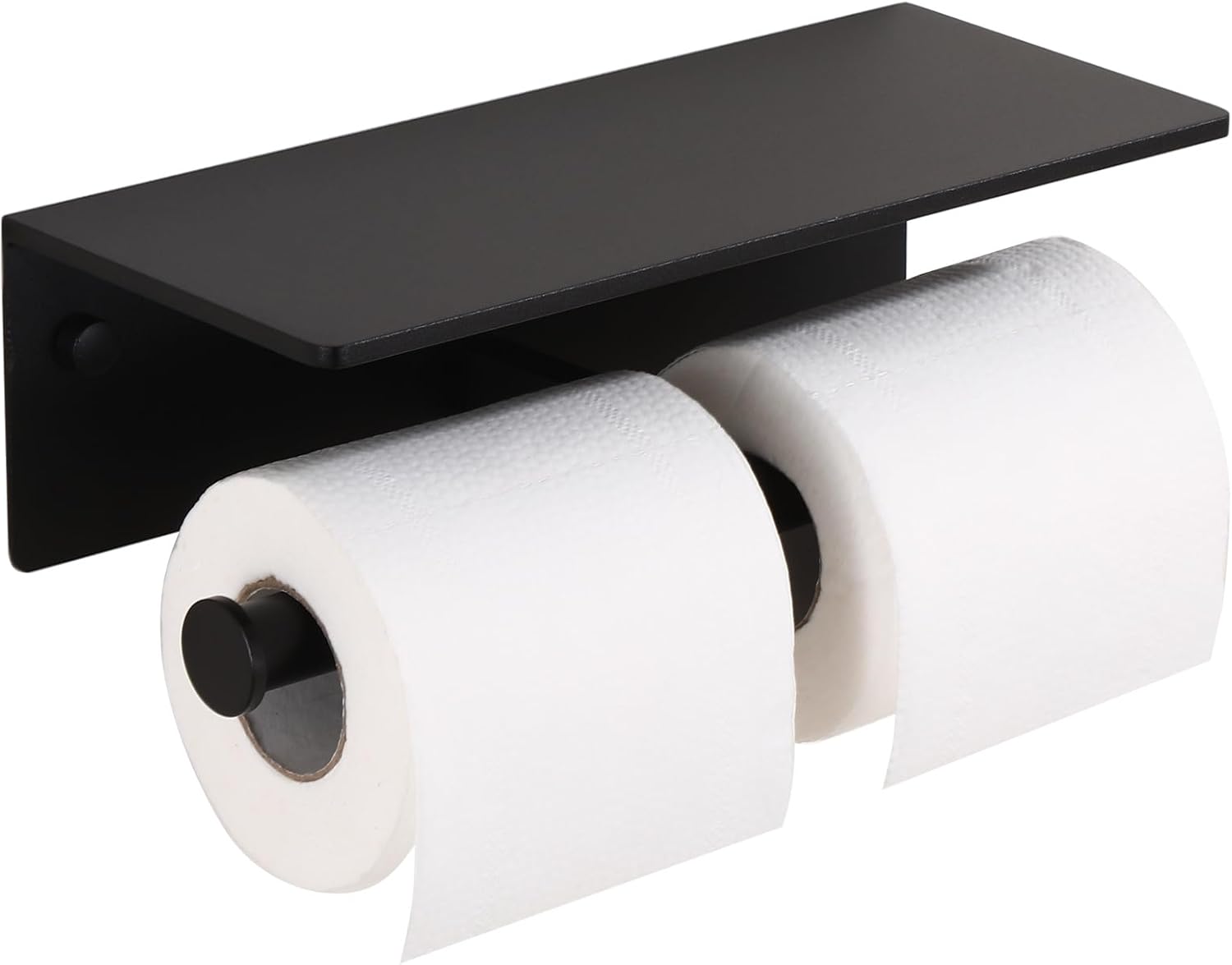 Toilet Paper Holder - Double Rolls Toilet Tissue Holder with Phone Shelf for Bathroom - TP Roll Holder with Wipes