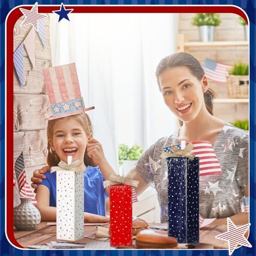 Redbaker 3 Pcs 4th of July Table Decor Patriotic Red White Blue Centerpiece