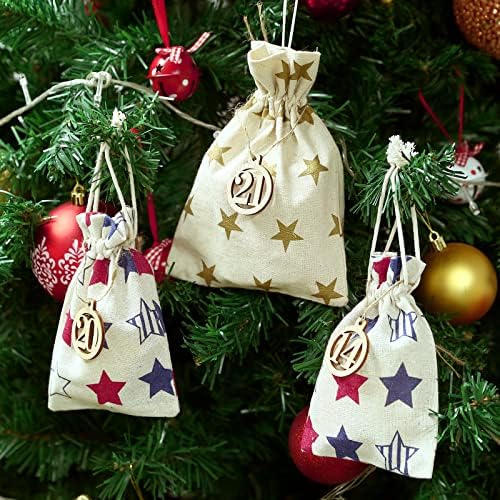 GWHOLE 1-24 Wooden Number with String for Christmas Advent Calendar
