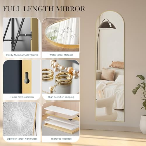 Arched Full Length Floor Mirror, 15.75"x59" Body Wall Mirror Stand