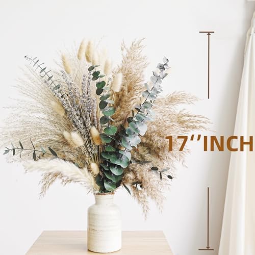 Green Pampas Grass Boho Bouquet – Exquisite Lavender and Eucalyptus Dried Flower Arrangements for Western Boho Decor –