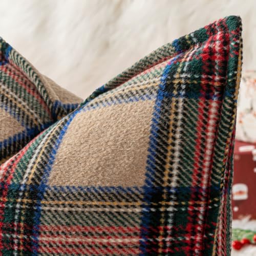 MIULEE Fall Plaid Pillow Covers 20x20 Khaki Fall Decorations for Home