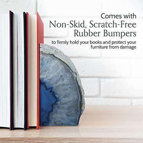 Agate Bookends / A+ Grade Geode Heavy Duty Decorative Stone Crystal / Blue / A+ Grade 6 - 8 Lbs