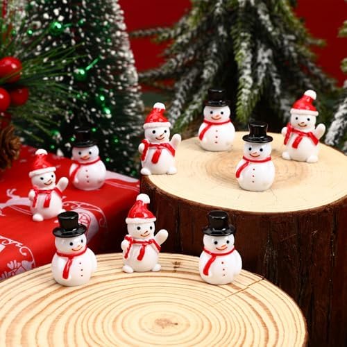 60 Pcs Mini Snowman Figurines Tiny Snowmen for Christmas Crafts