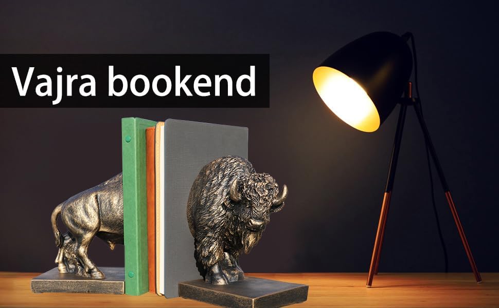 Art bookend / Polyresin Buffalo Bookend / Set of 2