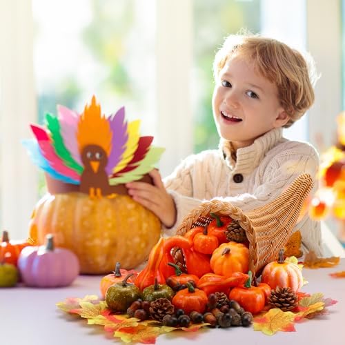 Dandat 2 Pcs Fall Cornucopia Basket Centerpiece 13.78 Inch, Imitation Vine