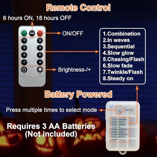 Lifnatty Halloween Hanging Ghost Lights with Remote Control – Floating Ghost Decorations with Timer, 8 Lighting Modes, Battery Operated for Scary Halloween Decor Indoor Outdoor (2-Pack)