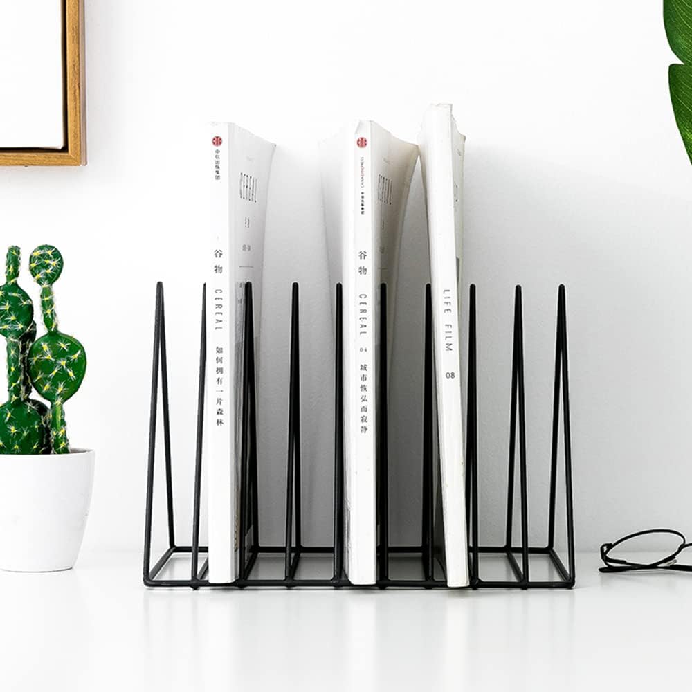 Sooyee 2 Pack Black Magazine Holder, 9 Slot Desktop File Sorter | Magazine Holder, Book Album Display Rack, Desktop