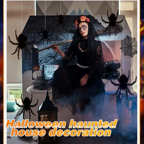WinnerWhy 6 Pcs Halloween Hanging Spiders Decorations 3D Honeycomb Spider