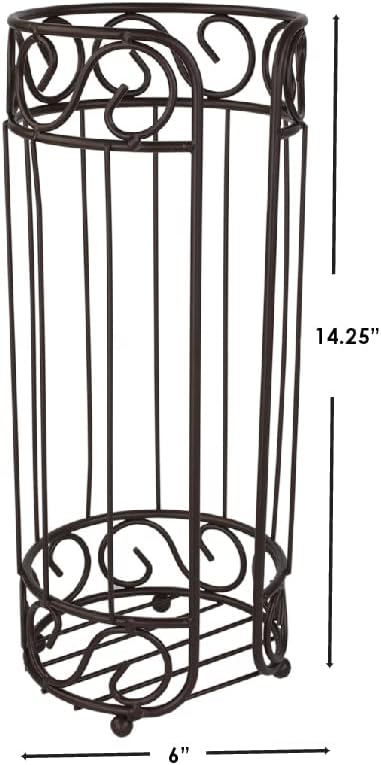 Scroll Design Toilet Paper Holder Stand, (Bronze), By Home Basics | Steel Free-Standing Holder | Bathroom Toilet Paper