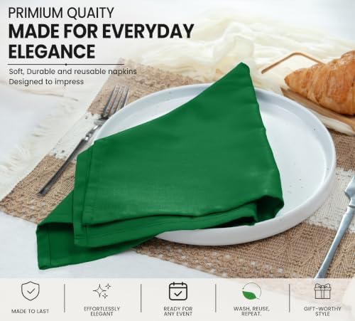 Ruvanti Cloth Napkins Set of 6, Cotton Enrich 18”x18” - Dark Green