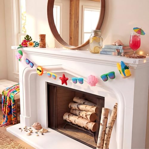 Frienda 8.2 ft Felt Summer Banner Garland 3D Sunglass Sun Starfish Seashell