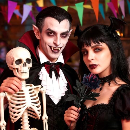 12Pcs Artificial Dahlia Flowers Black Gothic Dead Flowers for Halloween
