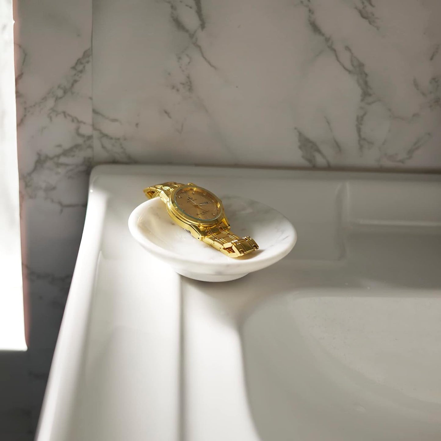 Ring Holder / Trinket Tray / 4.33" R / Carrara White