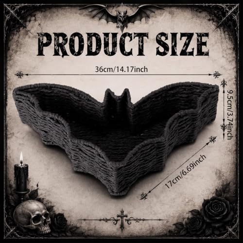 Gothic Bathroom Decor Bat Black Bat Basket Woven Paper Rope Halloween Tray