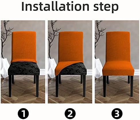 Chair Covers for Dining Room - Stretch Chair Slipcovers for Decorative Seat Protector Armless Removable Washable Elastic Dinner Universal Spandex Solid Chair Slip Covers Set (autumn orange,4)