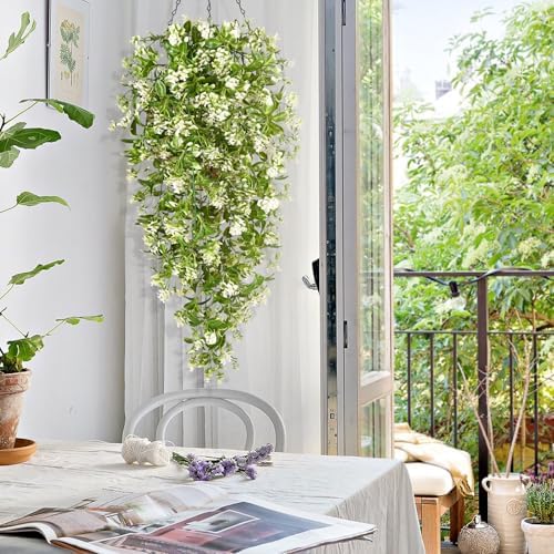 Waipfaru 8Pcs Fake Hanging Plants, Faux Ivy Fake Vines Greenery